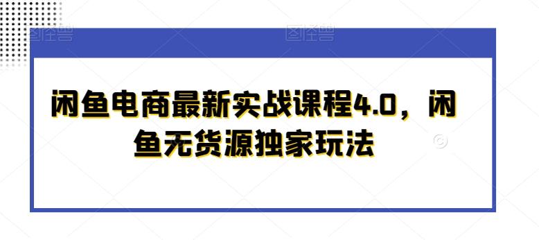 闲鱼电商最新实战课程4.0，闲鱼无货源独家玩法-小哈资源