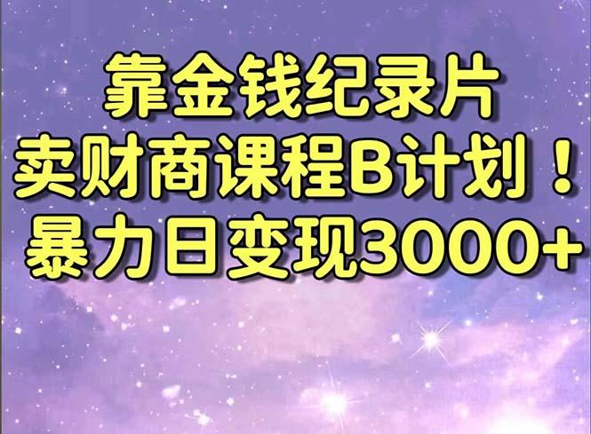 靠金钱纪录片卖财商课程B计划！暴力日变现3000+，喂饭式干货教程！-小哈资源