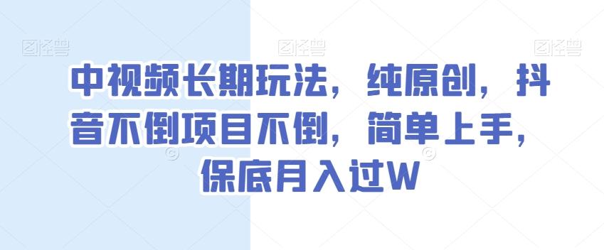 中视频长期玩法，纯原创，抖音不倒项目不倒，简单上手，保底月入过W【揭秘】-小哈资源