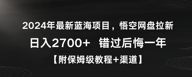 2024年最新蓝海项目，悟空网盘拉新，日入2700+错过后悔一年【附保姆级教程+渠道】【揭秘】-小哈资源