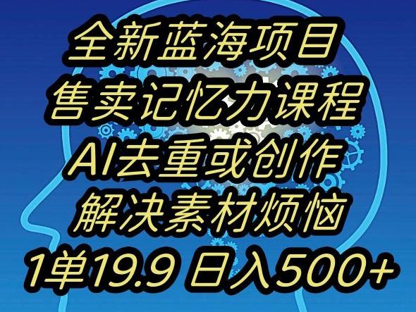 蓝海项目记忆力提升，AI去重，一单19.9日入500+【揭秘】-小哈资源