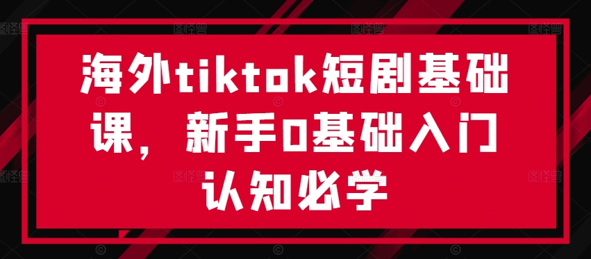 海外tiktok短剧基础课，新手0基础入门认知必学-小哈资源