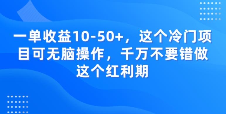 一单收益10-50+，这个冷门项目可无脑操作，千万不要错做这个红利期-小哈资源
