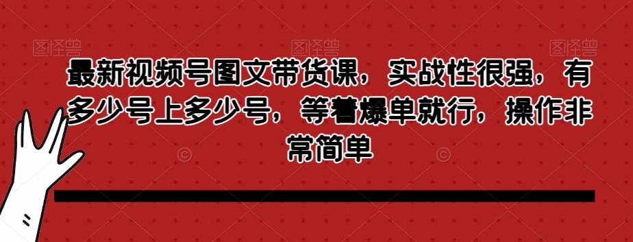最新视频号图文带货课，实战性很强，有多少号上多少号，等着爆单就行，操作非常简单-小哈资源