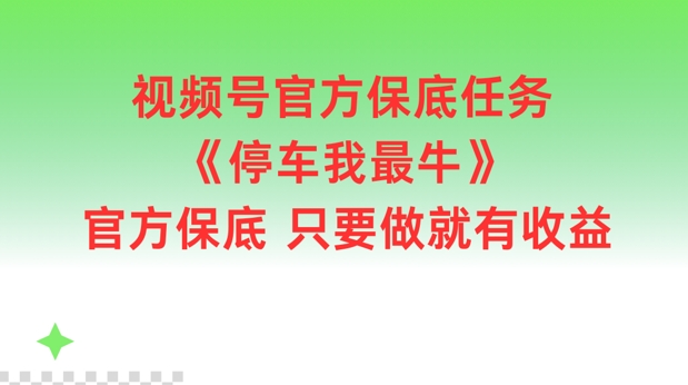 视频号官方保底任务，停车我最牛，官方保底只要做就有收益【揭秘】-小哈资源