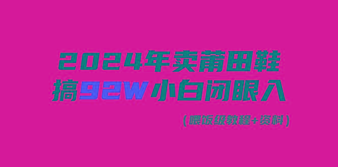 (9329期)2024年卖莆田鞋，搞了92W，小白闭眼操作！-小哈资源