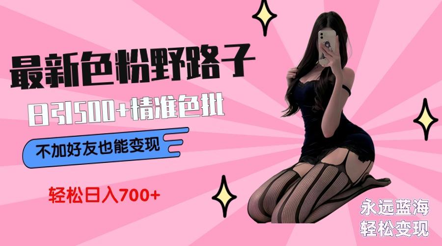 最新色粉变现野路子，日引500+老色批 可不加好友直接变现 小白轻松日入700+-小哈资源