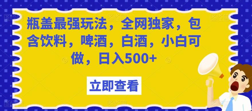 瓶盖最强玩法，全网独家，包含饮料，啤酒，白酒，小白可做，日入500+【揭秘】-小哈资源