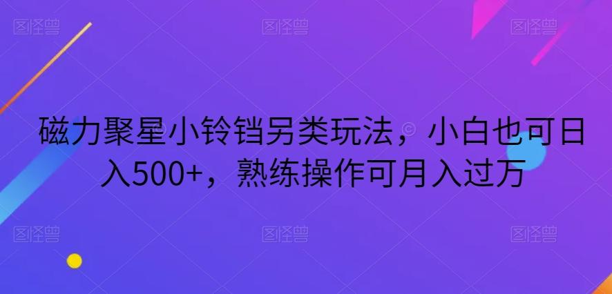 磁力聚星小铃铛另类玩法，小白也可日入500+，熟练操作可月入过万-小哈资源