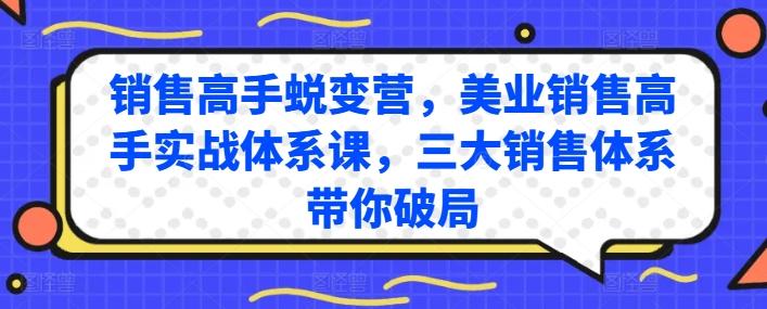 销售高手蜕变营，美业销售高手实战体系课，三大销售体系带你破局-小哈资源