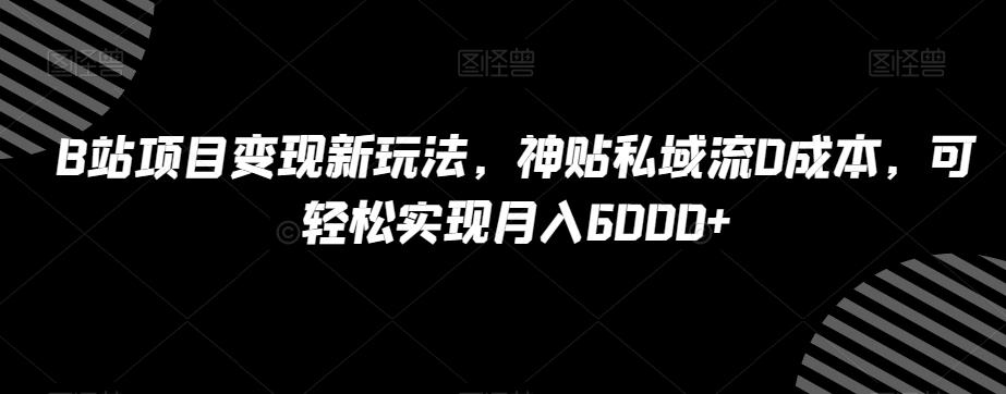 B站项目变现新玩法，神贴私域流0成本，可轻松实现月入6000+【揭秘】-小哈资源