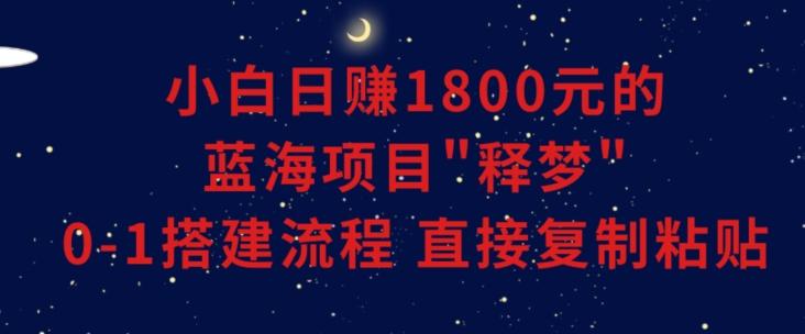 小白能日赚1800元的蓝海项目”释梦”0-1搭建流程可直接复制粘贴长期做【揭秘】-小哈资源