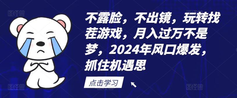 不露脸，不出镜，玩转找茬游戏，月入过万不是梦，2024年风口爆发，抓住机遇【揭秘】-小哈资源