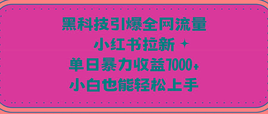 (9679期)黑科技引爆全网流量小红书拉新，单日暴力收益7000+，小白也能轻松上手-小哈资源
