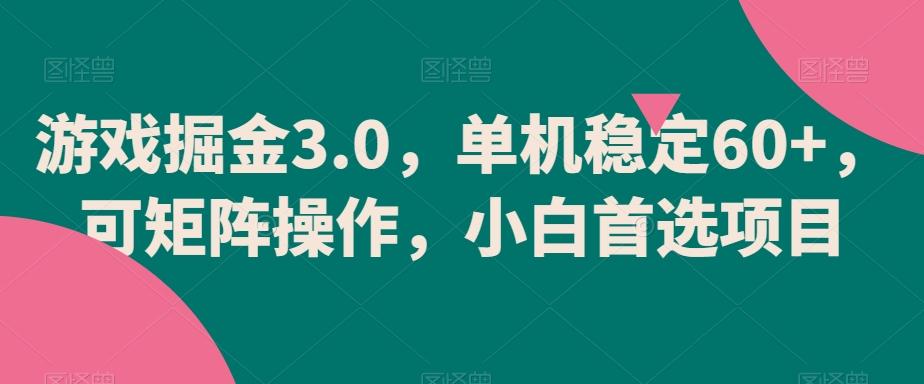 游戏掘金3.0，单机稳定60+，可矩阵操作，小白首选项目【揭秘】-小哈资源