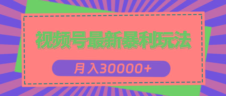 视频号最新暴利玩法，轻松月入30000+-小哈资源