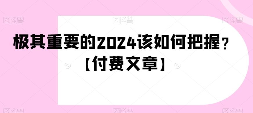极其重要的2024该如何把握？【付费文章】-小哈资源