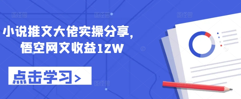 小说推文大佬实操分享，悟空网文收益12W-小哈资源