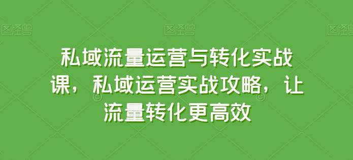 私域流量运营与转化实战课，私域运营实战攻略，让流量转化更高效-小哈资源
