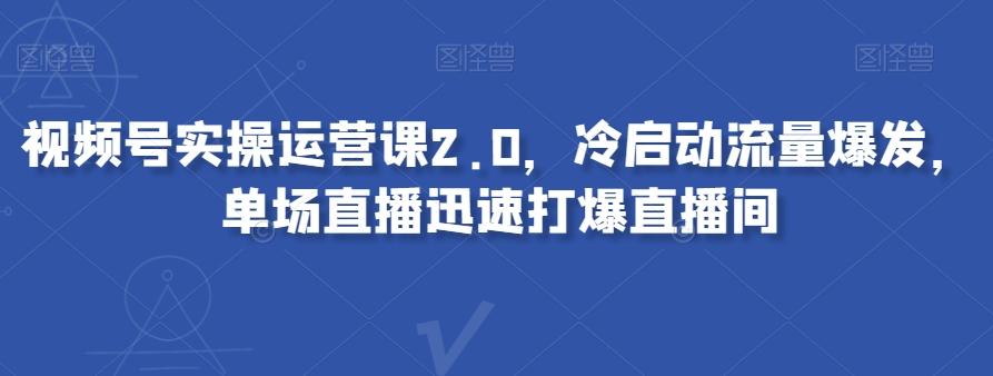 视频号实操运营课2.0，冷启动流量爆发，单场直播迅速打爆直播间-小哈资源