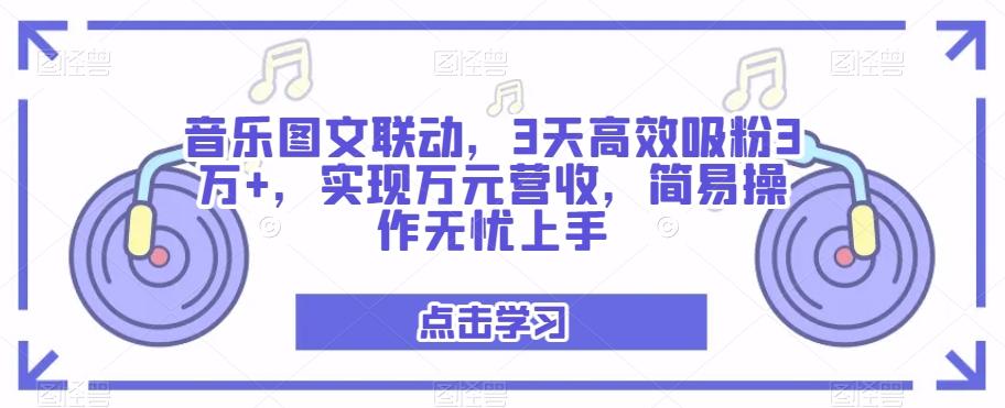 音乐图文联动，3天高效吸粉3万+，实现万元营收，简易操作无忧上手-小哈资源