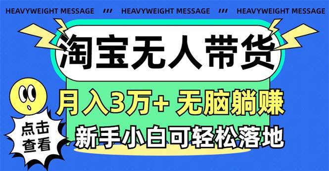 淘宝无人带货3.0高收益玩法，月入3万+，无脑躺赚，新手小白可落地实操-小哈资源