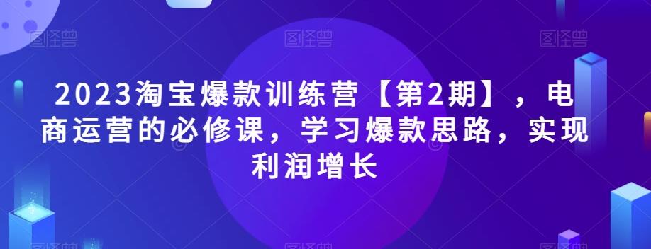 2023淘宝爆款训练营【第2期】，电商运营的必修课，学习爆款思路，实现利润增长-小哈资源