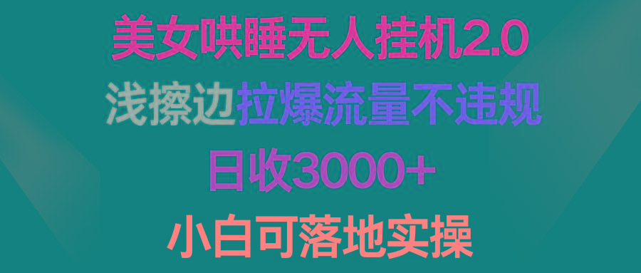 (9905期)美女哄睡无人挂机2.0，浅擦边拉爆流量不违规，日收3000+，小白可落地实操-小哈资源