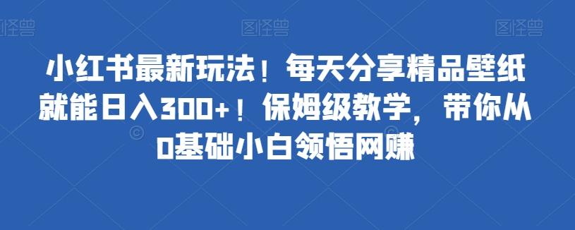小红书最新玩法！每天分享精品壁纸就能日入300+！保姆级教学，带你从0基础小白领悟网赚-小哈资源